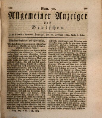 Allgemeiner Anzeiger der Deutschen Freitag 20. Februar 1824