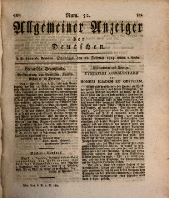 Allgemeiner Anzeiger der Deutschen Sonntag 22. Februar 1824