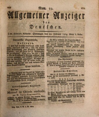 Allgemeiner Anzeiger der Deutschen Sonntag 29. Februar 1824