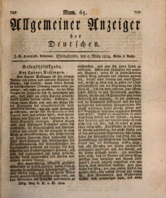 Allgemeiner Anzeiger der Deutschen Samstag 6. März 1824