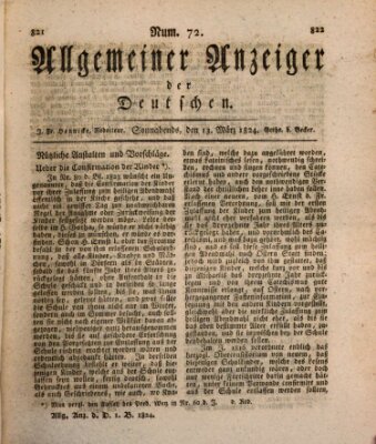 Allgemeiner Anzeiger der Deutschen Samstag 13. März 1824