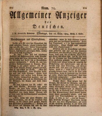 Allgemeiner Anzeiger der Deutschen Dienstag 16. März 1824