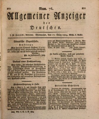 Allgemeiner Anzeiger der Deutschen Mittwoch 17. März 1824