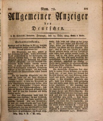 Allgemeiner Anzeiger der Deutschen Freitag 19. März 1824