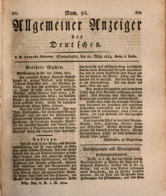 Allgemeiner Anzeiger der Deutschen Samstag 27. März 1824