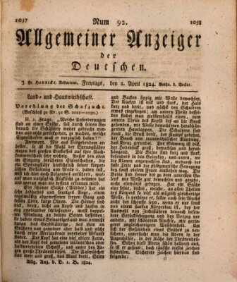 Allgemeiner Anzeiger der Deutschen Freitag 2. April 1824