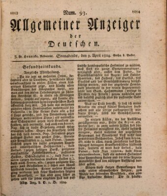 Allgemeiner Anzeiger der Deutschen Samstag 3. April 1824