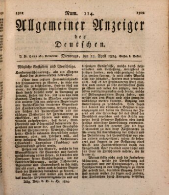 Allgemeiner Anzeiger der Deutschen Dienstag 27. April 1824