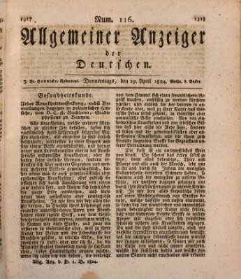 Allgemeiner Anzeiger der Deutschen Donnerstag 29. April 1824