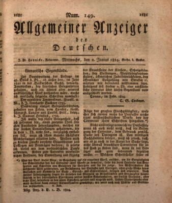 Allgemeiner Anzeiger der Deutschen Mittwoch 2. Juni 1824