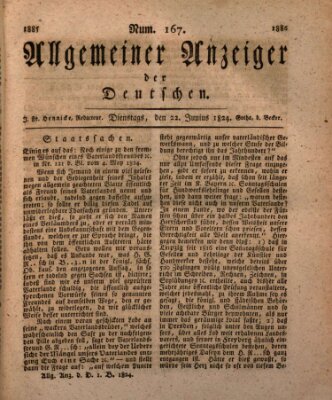 Allgemeiner Anzeiger der Deutschen Dienstag 22. Juni 1824