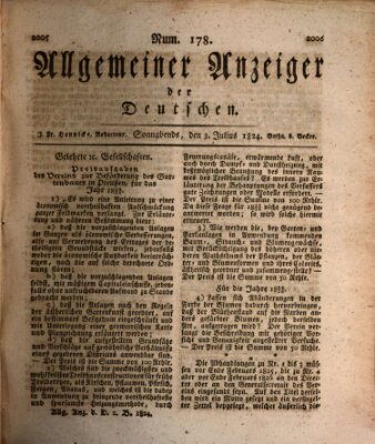 Allgemeiner Anzeiger der Deutschen Samstag 3. Juli 1824