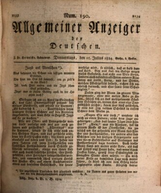 Allgemeiner Anzeiger der Deutschen Donnerstag 15. Juli 1824