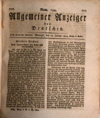 Allgemeiner Anzeiger der Deutschen Montag 19. Juli 1824