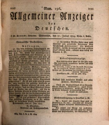 Allgemeiner Anzeiger der Deutschen Mittwoch 21. Juli 1824