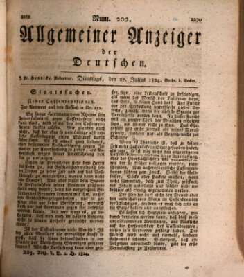 Allgemeiner Anzeiger der Deutschen Dienstag 27. Juli 1824