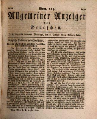 Allgemeiner Anzeiger der Deutschen Montag 9. August 1824