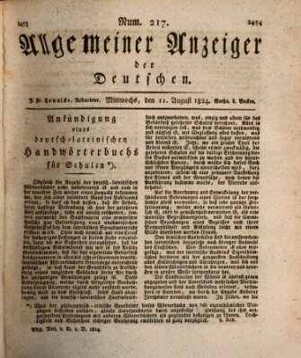 Allgemeiner Anzeiger der Deutschen Mittwoch 11. August 1824