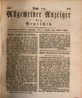 Allgemeiner Anzeiger der Deutschen Freitag 13. August 1824