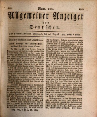 Allgemeiner Anzeiger der Deutschen Montag 16. August 1824