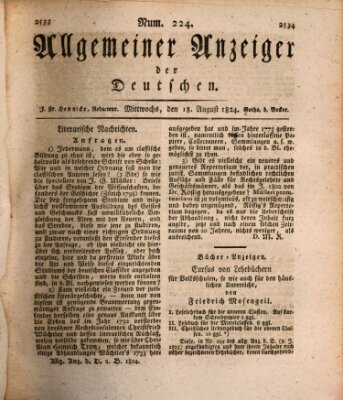 Allgemeiner Anzeiger der Deutschen Mittwoch 18. August 1824