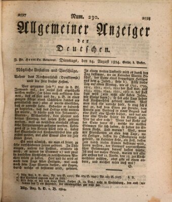 Allgemeiner Anzeiger der Deutschen Dienstag 24. August 1824