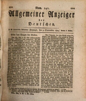 Allgemeiner Anzeiger der Deutschen Freitag 3. September 1824