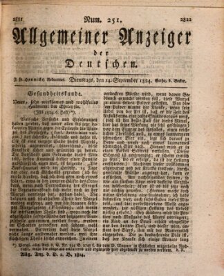 Allgemeiner Anzeiger der Deutschen Dienstag 14. September 1824