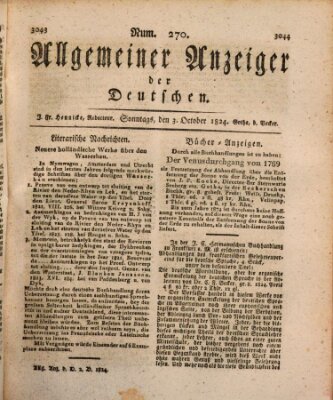 Allgemeiner Anzeiger der Deutschen Sonntag 3. Oktober 1824