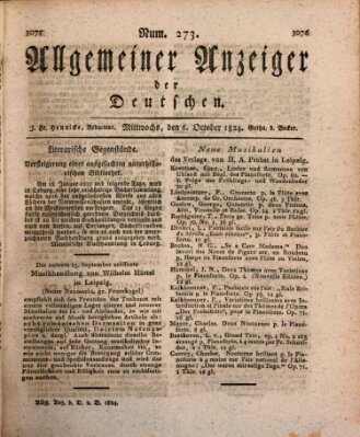 Allgemeiner Anzeiger der Deutschen Mittwoch 6. Oktober 1824