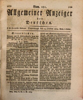 Allgemeiner Anzeiger der Deutschen Donnerstag 14. Oktober 1824