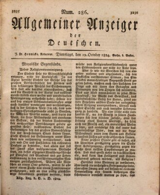 Allgemeiner Anzeiger der Deutschen Dienstag 19. Oktober 1824