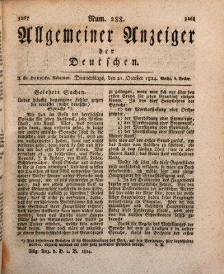 Allgemeiner Anzeiger der Deutschen Donnerstag 21. Oktober 1824