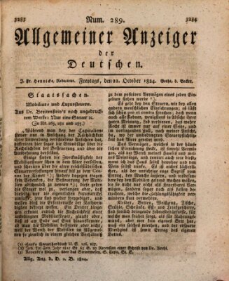 Allgemeiner Anzeiger der Deutschen Freitag 22. Oktober 1824