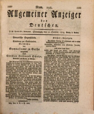 Allgemeiner Anzeiger der Deutschen Sonntag 31. Oktober 1824