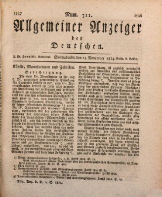 Allgemeiner Anzeiger der Deutschen Samstag 13. November 1824