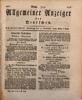 Allgemeiner Anzeiger der Deutschen Sonntag 14. November 1824