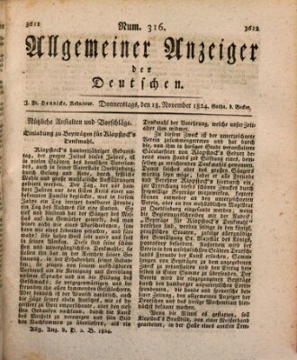 Allgemeiner Anzeiger der Deutschen Donnerstag 18. November 1824