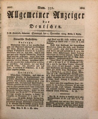 Allgemeiner Anzeiger der Deutschen Sonntag 5. Dezember 1824