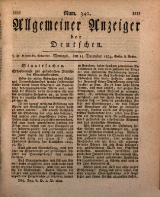 Allgemeiner Anzeiger der Deutschen Montag 13. Dezember 1824