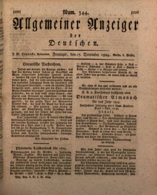 Allgemeiner Anzeiger der Deutschen Freitag 17. Dezember 1824