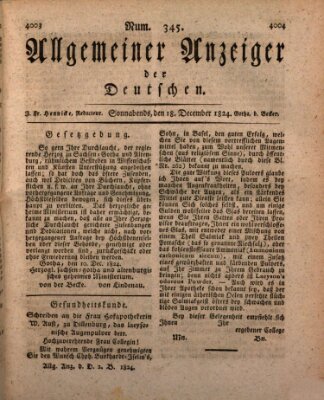 Allgemeiner Anzeiger der Deutschen Samstag 18. Dezember 1824