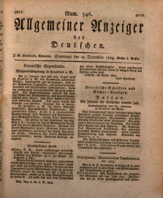 Allgemeiner Anzeiger der Deutschen Sonntag 19. Dezember 1824