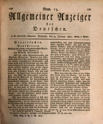 Allgemeiner Anzeiger der Deutschen Freitag 14. Januar 1825