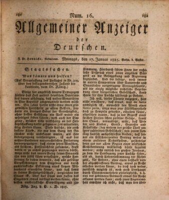 Allgemeiner Anzeiger der Deutschen Montag 17. Januar 1825