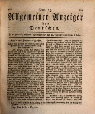 Allgemeiner Anzeiger der Deutschen Donnerstag 20. Januar 1825