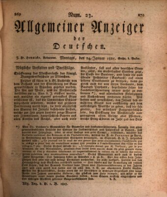 Allgemeiner Anzeiger der Deutschen Montag 24. Januar 1825