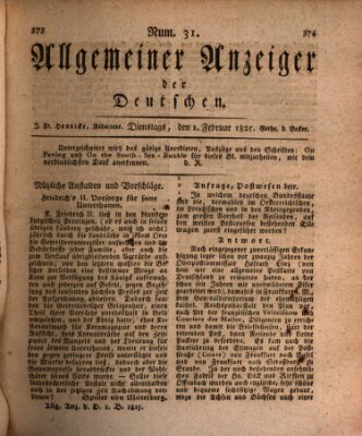 Allgemeiner Anzeiger der Deutschen Dienstag 1. Februar 1825