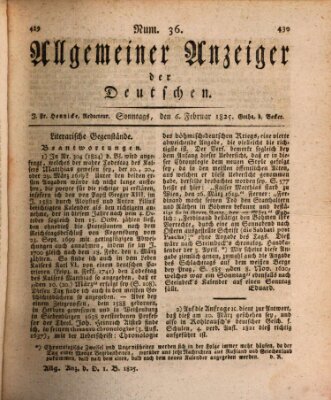 Allgemeiner Anzeiger der Deutschen Sonntag 6. Februar 1825