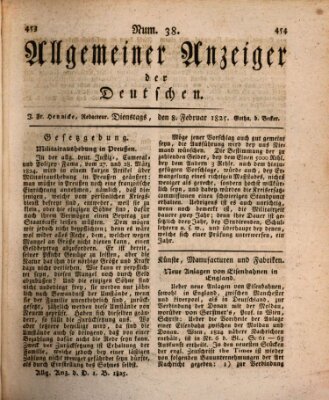 Allgemeiner Anzeiger der Deutschen Dienstag 8. Februar 1825